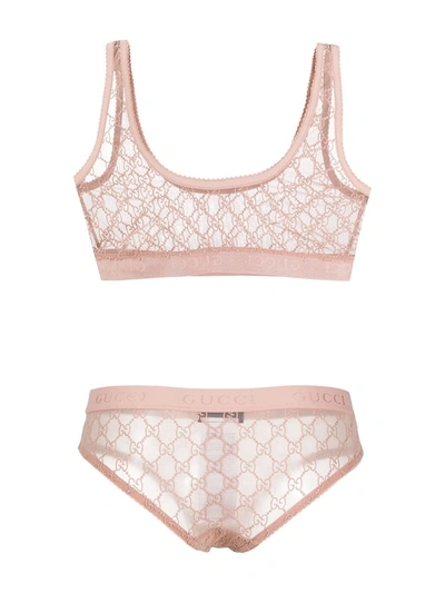 Shop Gucci Gg Pattern Lingerie Set In Pink