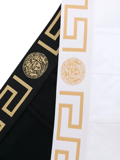 Shop Versace Greca Waistband Boxers In White