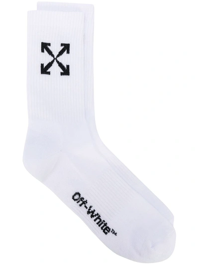 Shop Off-white Arrows Knitted Socks In White