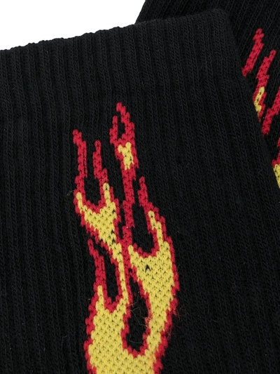 Shop Palm Angels Flames Socks In Black