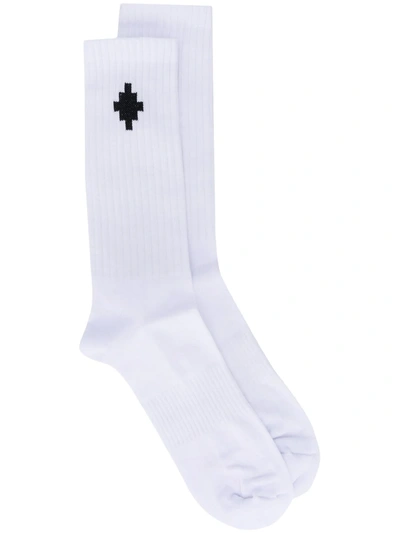 Shop Marcelo Burlon County Of Milan Cross Logo Socks In White