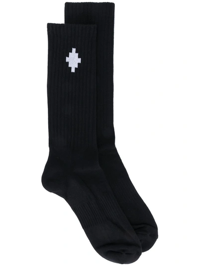 Shop Marcelo Burlon County Of Milan Cross Logo Socks In Black