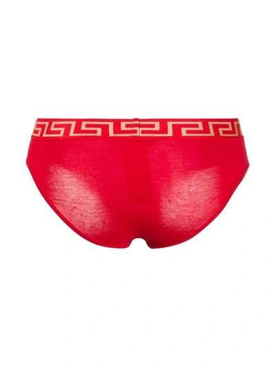 Shop Versace Greca Border Briefs In Red