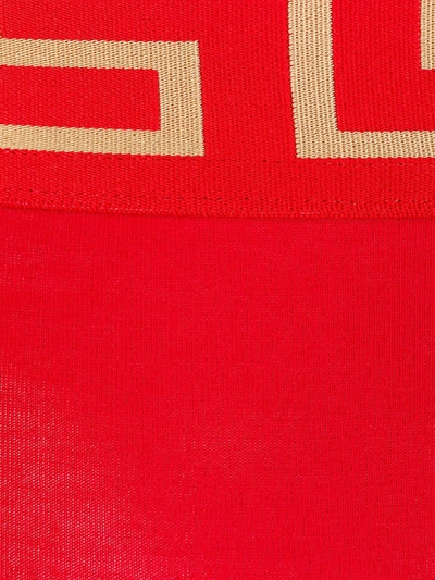 Versace Greca Border High-waisted Briefs In Red