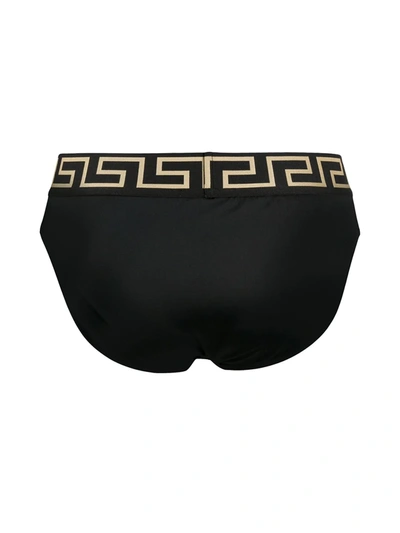 Shop Versace Greca Border Swim Briefs In Black