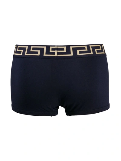 Shop Versace Greca Border Boxer Briefs In Blue