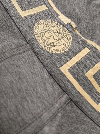 Versace Black, Grey And White Cotton Boxers In Grey