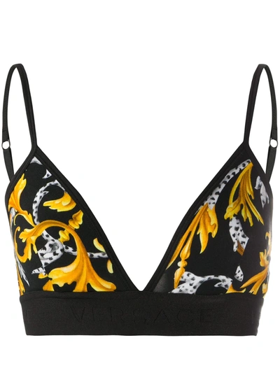 Shop Versace Acanthus Triangle-cup Bra In Black