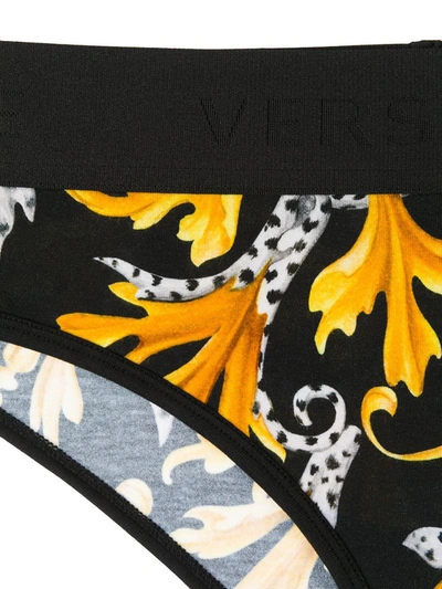 Shop Versace Acanthus Print Briefs In Black