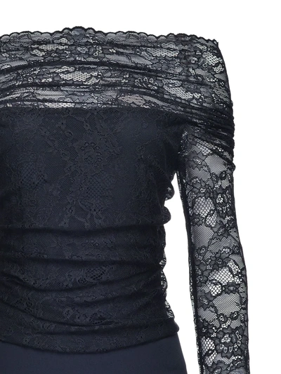 Shop Pinko Layered Lace Bodysuit In Black
