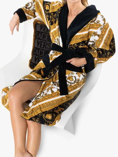 Shop Versace I Heart Baroque Bathrobe In Black