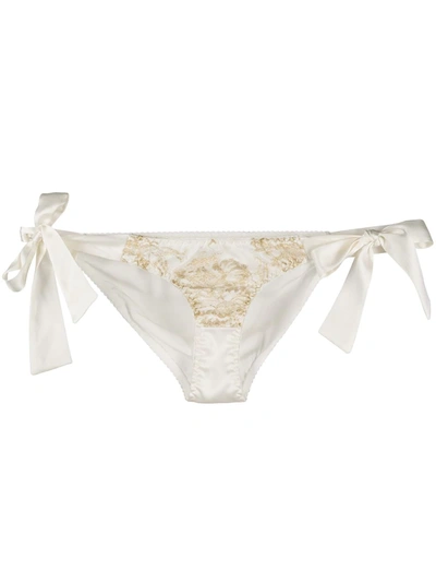 Shop Gilda & Pearl Reverie Side-tie Lace And Satin Briefs In White