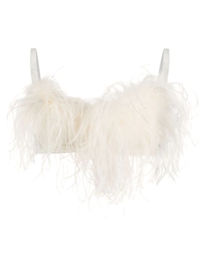 Shop Gilda & Pearl Feather-detail Esme Bra In White