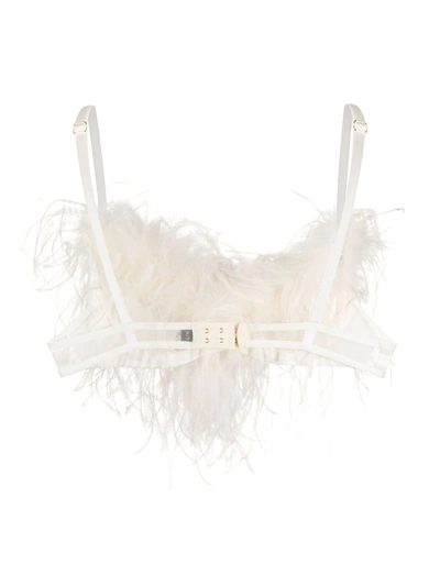 Gilda & Pearl Feather-detail Esme Bra In White