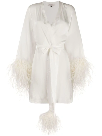 Shop Gilda & Pearl Esme Short Satin Robe In White