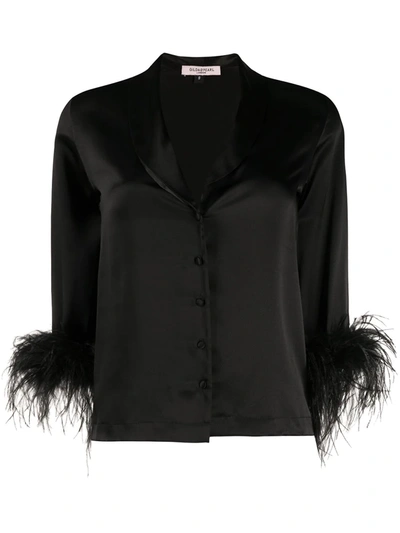 Shop Gilda & Pearl Feather Cuff Esme Jacket In Black