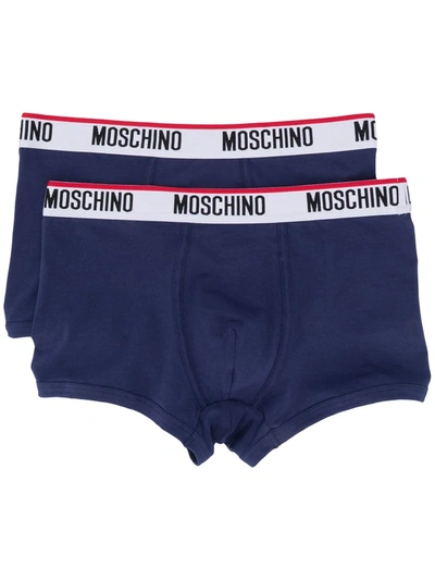 Shop Moschino Logo Boxers In Blue