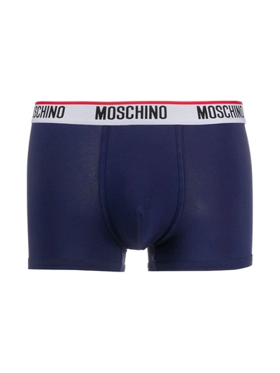 Shop Moschino Logo Boxers In Blue