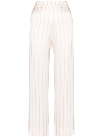Shop Asceno London Stripe Pyjama Bottoms In White
