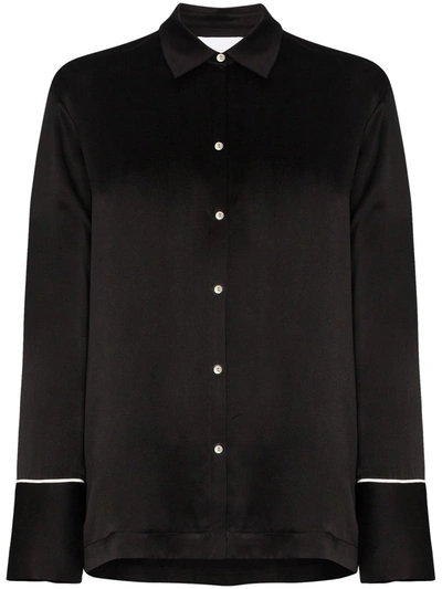 Shop Asceno The London Silk Pyjama Top In Black