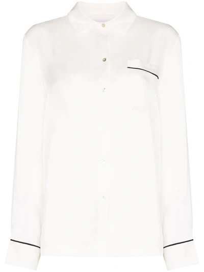 Shop Asceno The London Pyjama Top In White