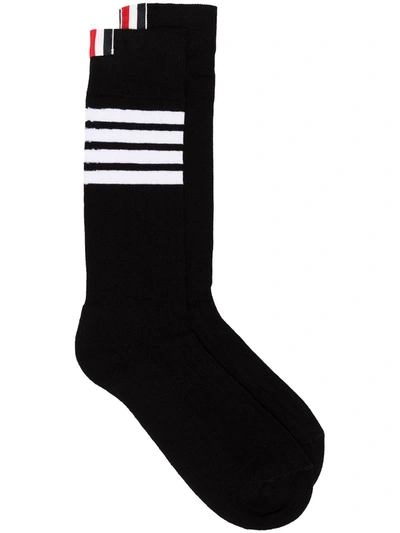 Shop Thom Browne 4-bar Stripe Socks In Black