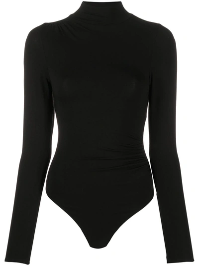 Shop Good American Ruched Turtleneck Body In Black