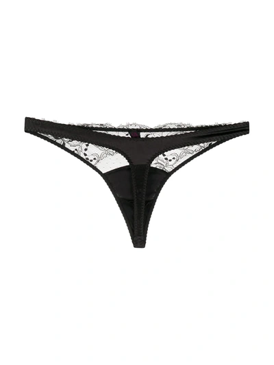 Shop Fleur Of England Sheer Lace Thong In Black