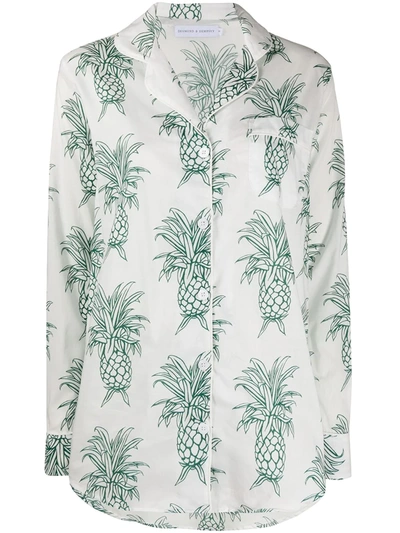 Shop Desmond & Dempsey Howie Pineapple Signature Pyjama Set In White
