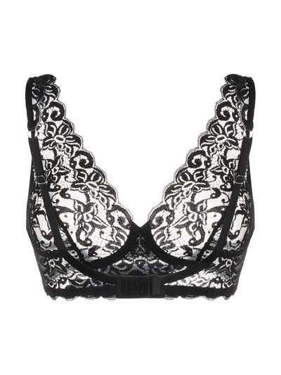 Hanro Luxury Moments Lace Wireless Bra In Black