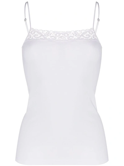 Shop Hanro Moments Lace-trimmed Camisole Top In White