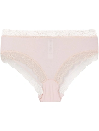 Shop Hanro Lace-trimmed Briefs In Pink