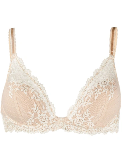 Shop Wacoal Embrace Lace Plunge Bra In Neutrals