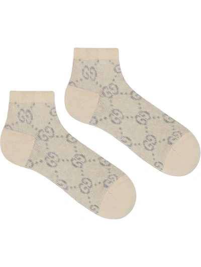 Shop Gucci Gg Lamé Socks In White