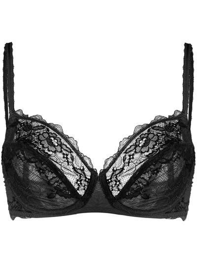 Wacoal Lace Perfection Scalloped Stretch-lace Underwired Bra In Charcoal