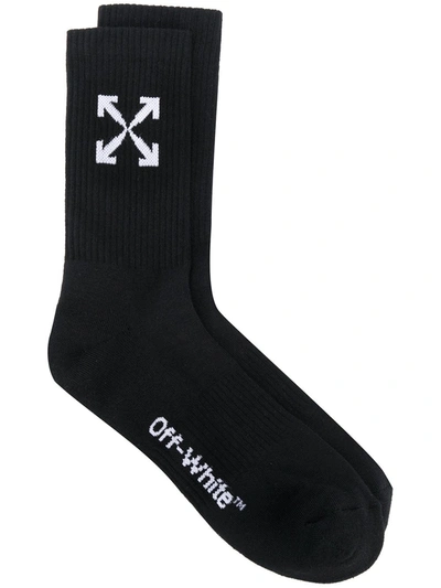 Shop Off-white Jacquard Arrows Logo Socks In Black