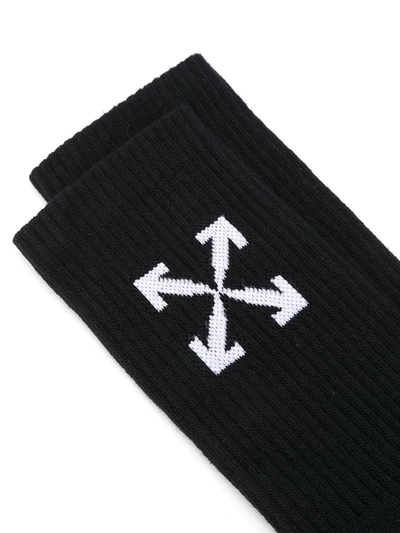 Shop Off-white Jacquard Arrows Logo Socks In Black