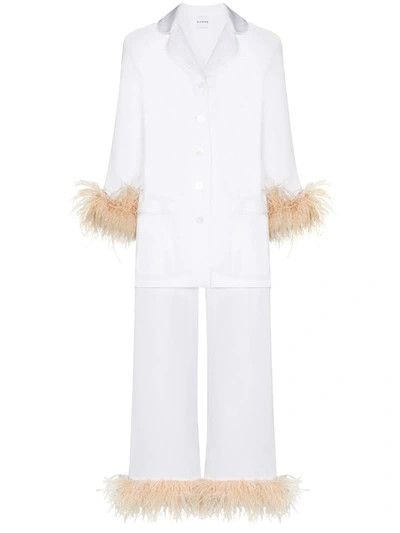 Shop Sleeper Party Feather-trim Pyjama In White