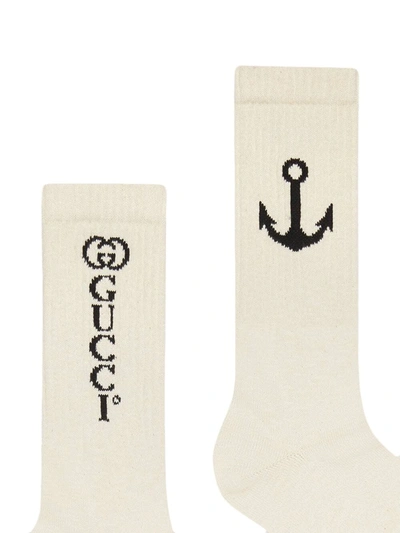 Shop Gucci Interlocking G Anchor Socks In Neutrals