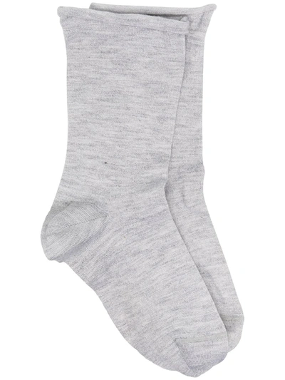 Shop Brunello Cucinelli Plain Ankle Socks In Grey