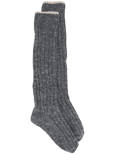 Shop Brunello Cucinelli Chunky-knit Knee-high Socks In Grey