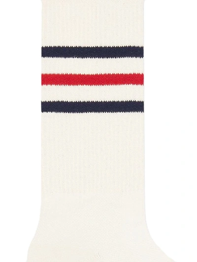 Shop Gucci Three-stripe Ankle Socks In White