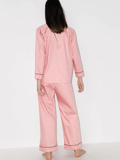 Shop Pour Les Femmes Piped Pajama Set In Pink