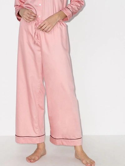 Shop Pour Les Femmes Piped Pajama Set In Pink
