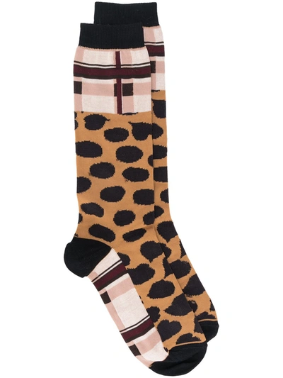 Shop Marni Leopard Pattern Socks In Brown