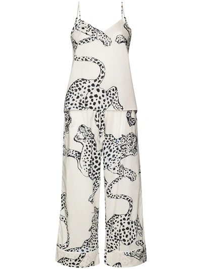 Shop Desmond & Dempsey Jaguar-print Pyjama Set In White