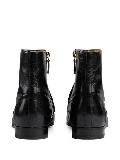 Shop Gucci Horsebit Ankle Boots In Black