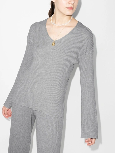 Shop Skin Karla Ribbed-knit Jumper In Grey