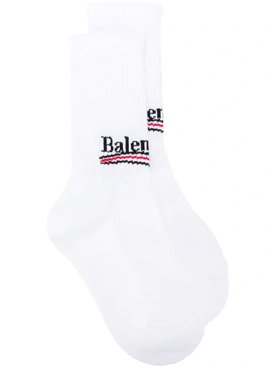 Shop Balenciaga Logo-intarsia Ankle Socks In White