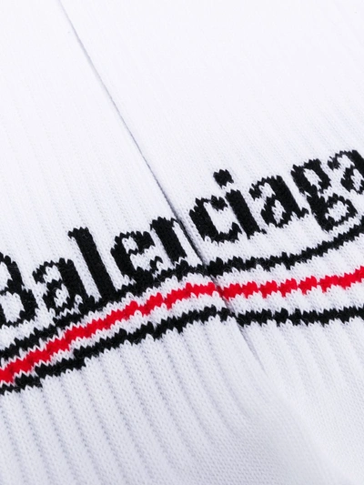 Shop Balenciaga Logo-intarsia Ankle Socks In White